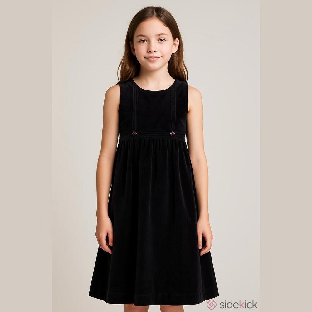 Gymboree Girls Dress Sz 7 Black Velvet‎ Pintuck Jumper Holiday Cheer Vintage XXL